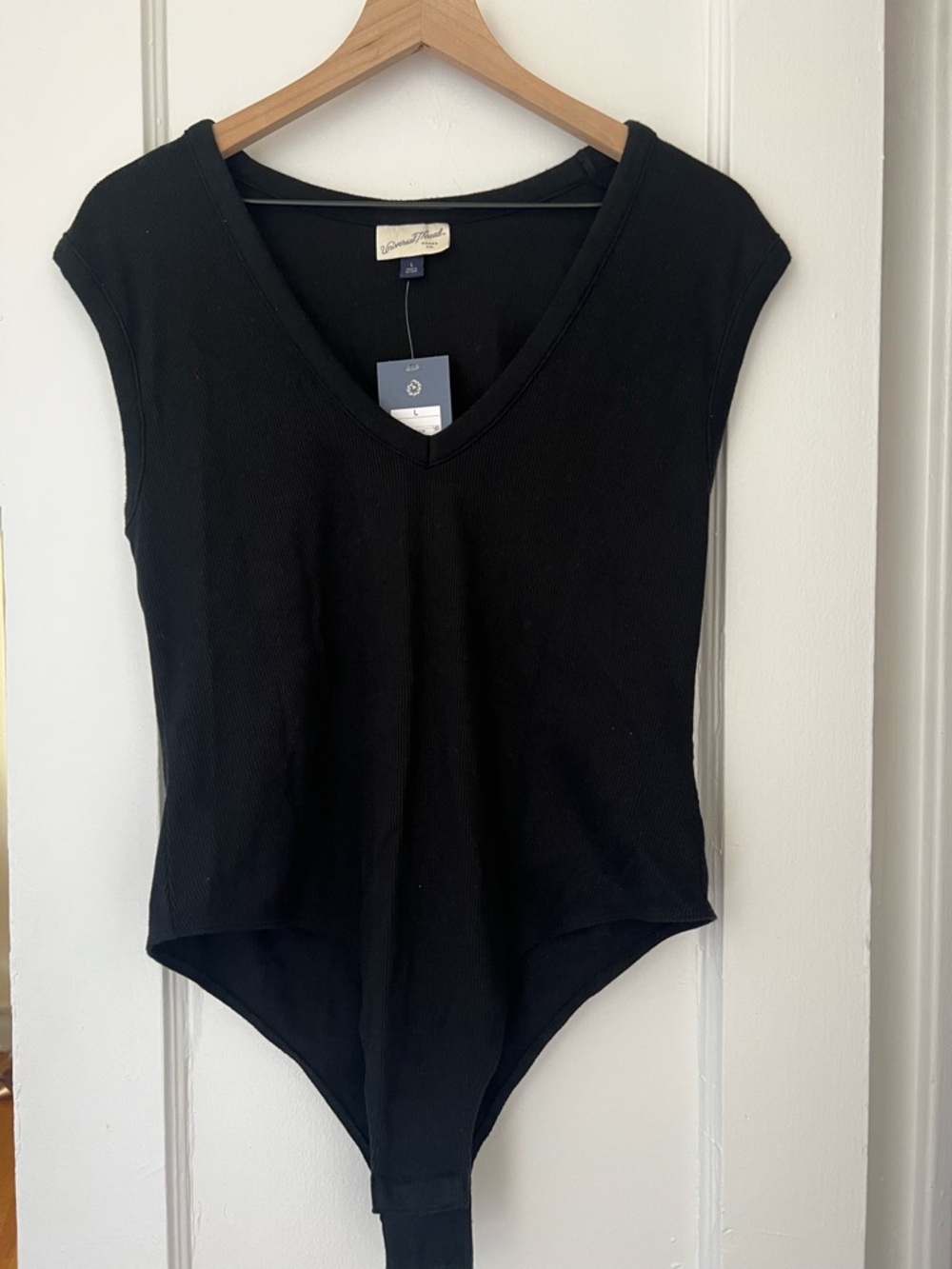 NWT Universal Thread Black Ribbed V-Neck Bodysuit